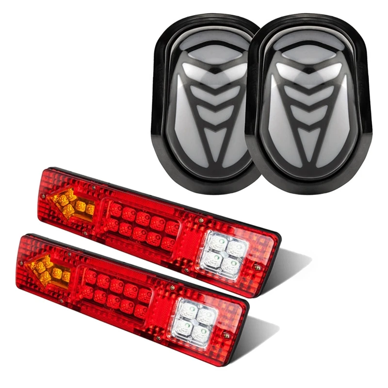 

2Pcs Car 19 LED Tail Light Trailer Truck Rear Turn Signal Stop Light with 2Pcs V-Shaped Led Motorcycle Turn Signal