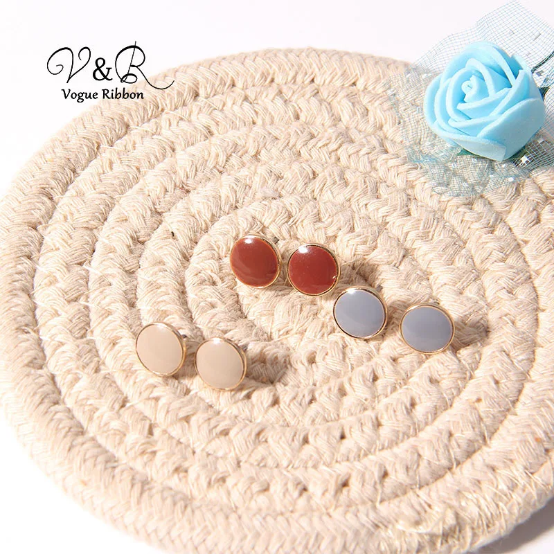 Разноцветные Милые эмалевые серьги-гвоздики в наборе из 3 пар маленькие