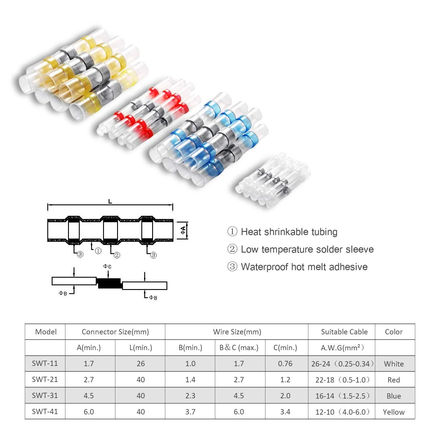 10/50 шт. водонепроницаемые термоусадочные клеммы для кабелей|Терминалы| |