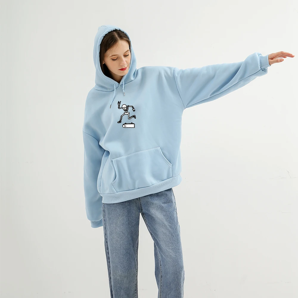 

Skull Hoodies Printed Pullover Sweatshirt Oversized Kpop Fashion Sweatshirts Ladies Cute Funny Hoodie with Pocket Streetwear