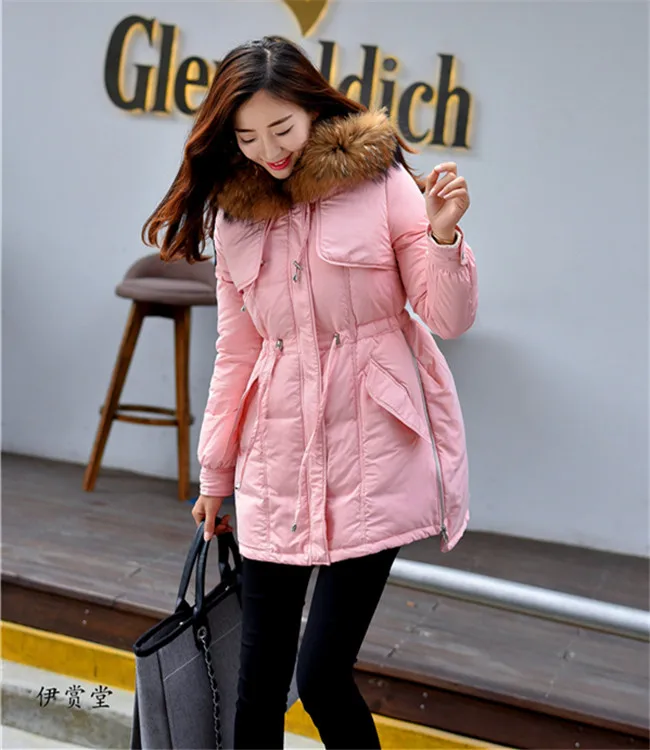 Корейская модная зимняя женская куртка на утином пуху женские парки пальто с