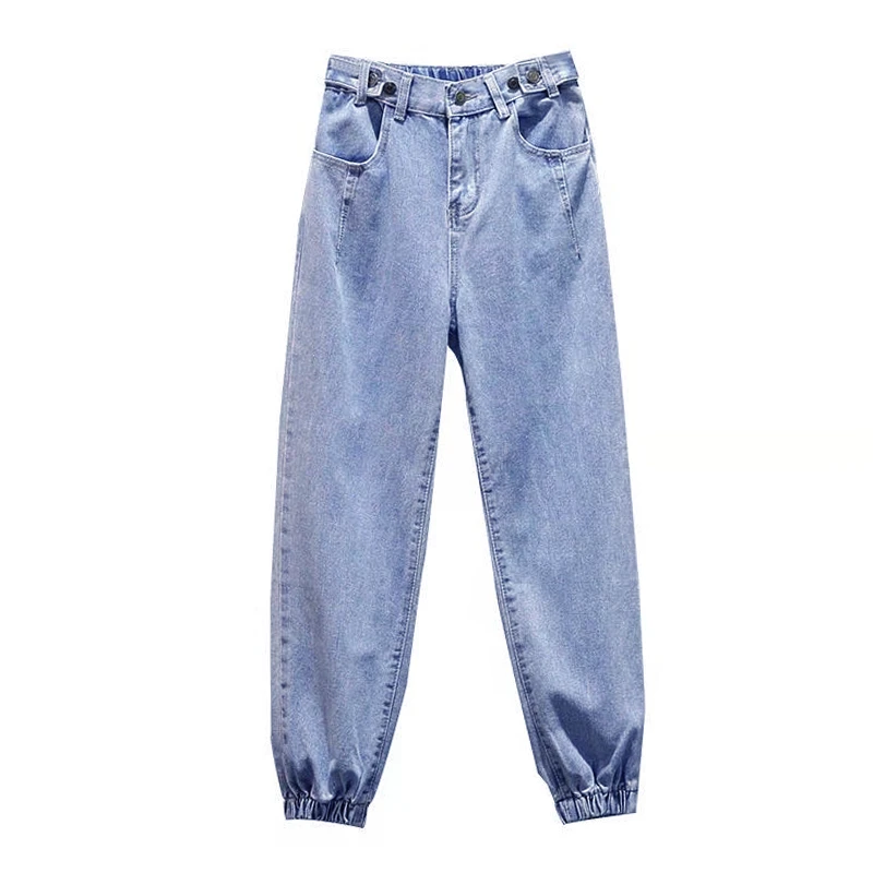 

LIBERJOG Woman Jeans Casual Loose Harem Denim Pants Mid Waist Wide Leg Ankle Length Vintage Spring Autumn Cotton Pants Plus Size