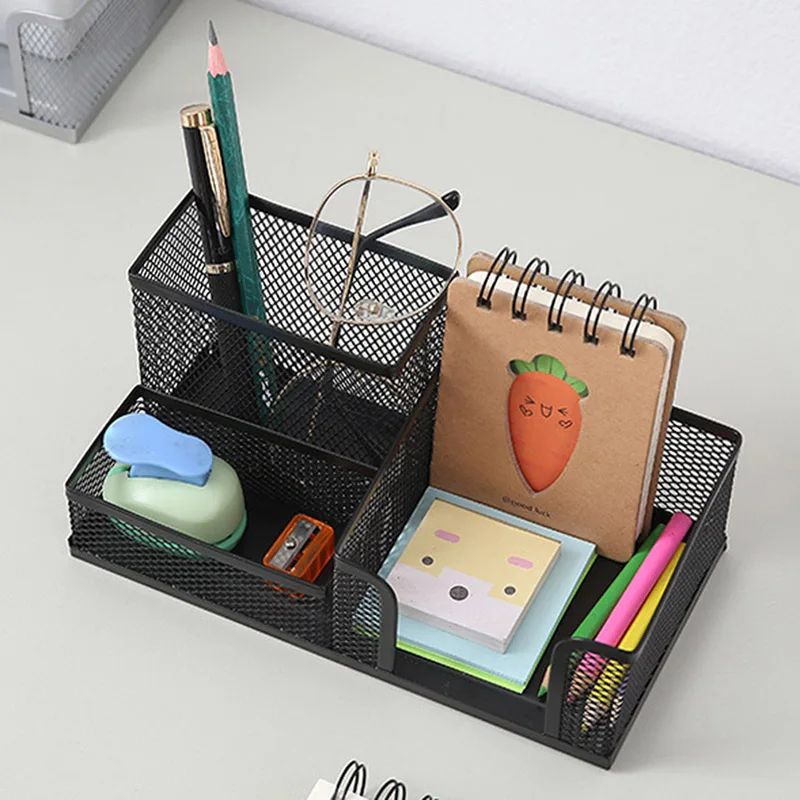 

Metal Desktop Pen Holder Office Storage Box Pencil Desk Mesh Organizer SGA998