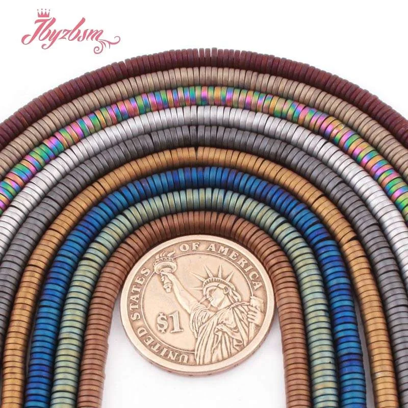 1x4mm Natural Hematite Bead Forst Rondelle Button Loose Stone Beads For Jewelry Making DIY Necklace Bracelet Spacer Strand 15&quot |