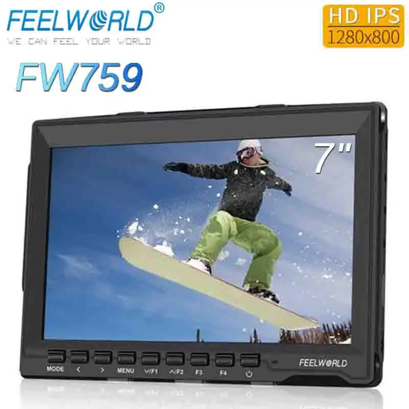 Online FEELWORLD FW759 7 Zoll IPS 1280x800 DSLR Kamera Feld Monitor Mit Peaking Focus HD 7