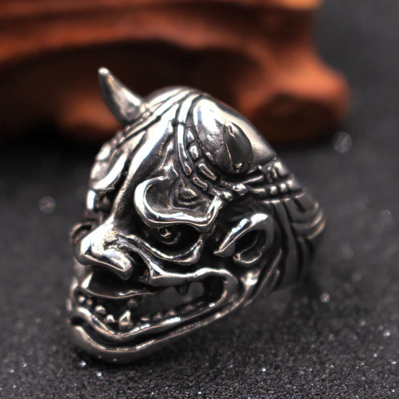 Personality Mens Bull Head Skull Ring Stainless Steel Punk Biker Ghost Heavy Sugar Male Gothic Jewelry | Украшения и аксессуары