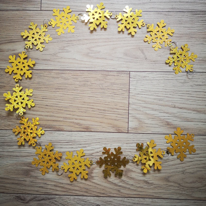Gold ПВХ пластиковая Снежинка Украшение блестки поставки Рождественская елка украшения для дома праздничные шторы - Цвет: Gold