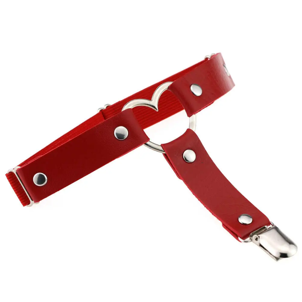 Женская подвязка на ремне эластичная в стиле панк готика с сердечками 6