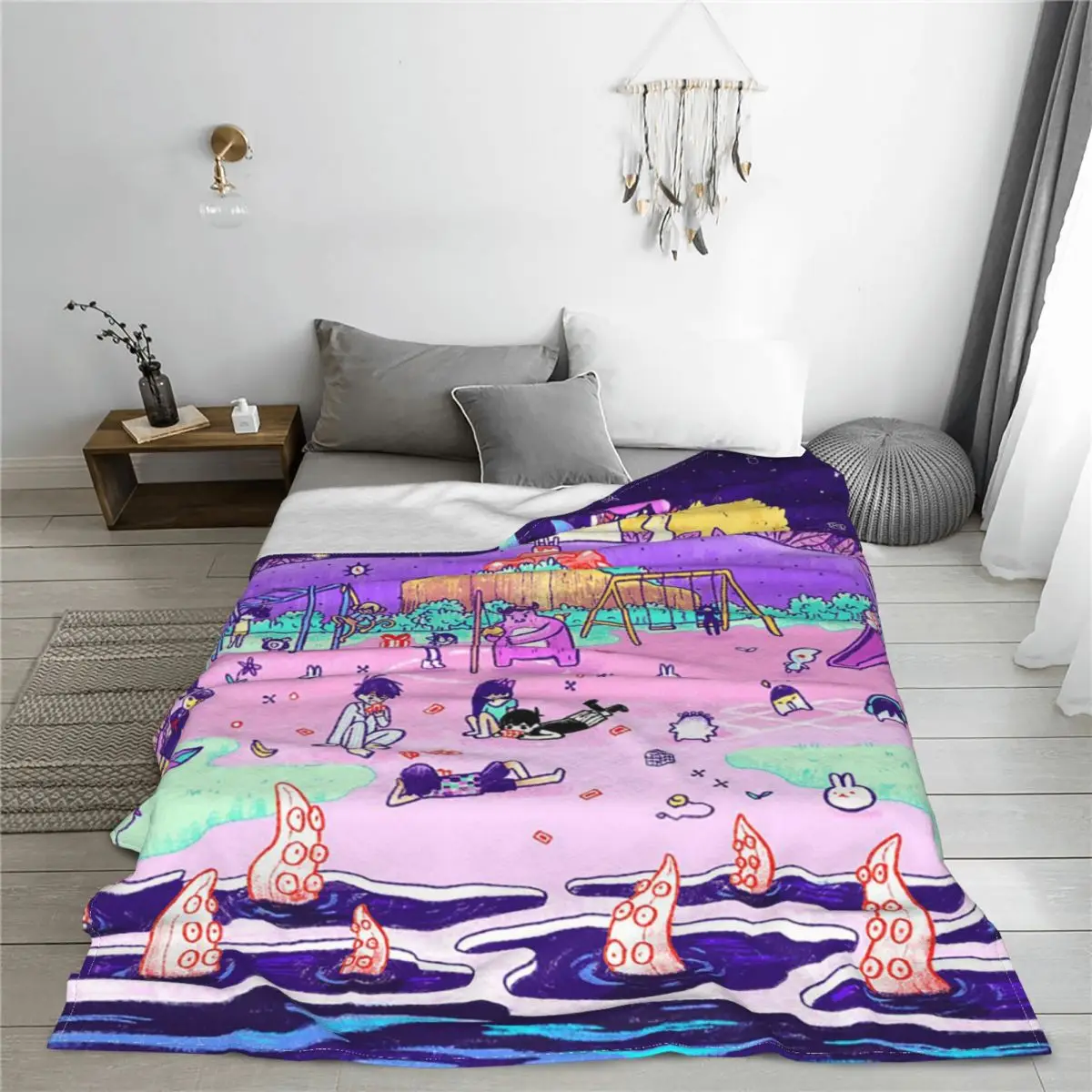 Aubrey Omori Knitted Blanket Game Cartoon Friends Flannel Throw Blankets Home Couch Decoration Lightweight Bedspreads | Дом и сад