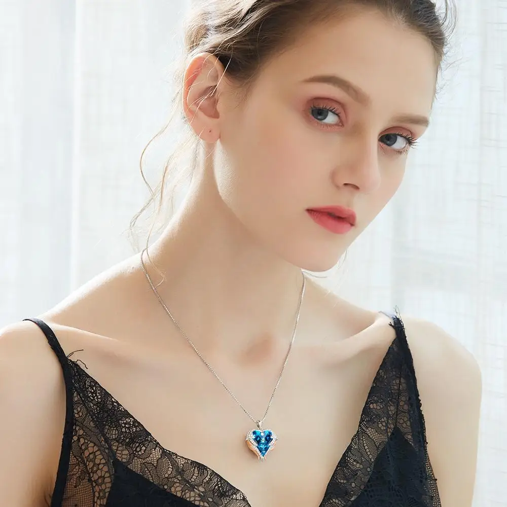 CDE ожерелье с кулоном в виде сердца океана кристаллом серебряного цвета для
