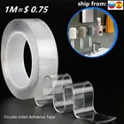Двухсторонняя лента, 135 м, нано-клейкая лента, прозрачная, без следов, водонепроницаемая клейкая лента, очищаемая, для дома, кухни, монтажная лента