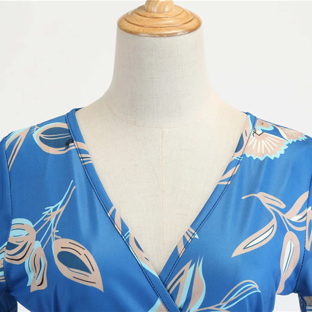 JAYCOSIN женское винтажное платье с коротким рукавом вечерние платья принтом