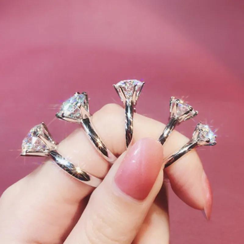 

Rings for Women Classic Jewelry 6 Claws Cubic Zirconia 2021 Bridal Wedding Engagement Accessories