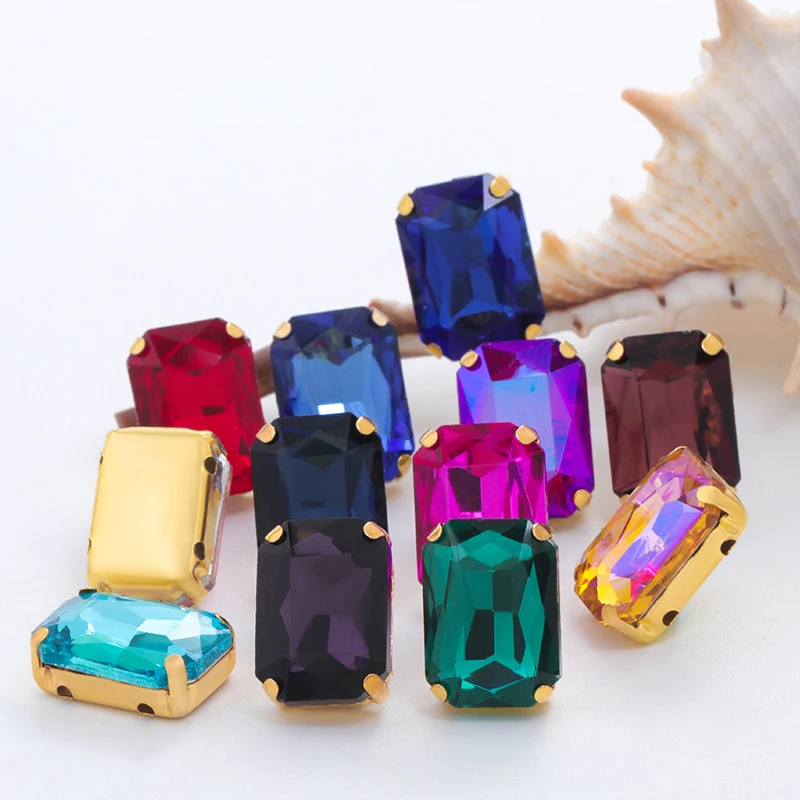 

XiChuan Rhinestones Rectangle Dress Glass For Needlework Dresses Crystals Sewn Crafts Strass Hotfix Diamonds Natural Stone