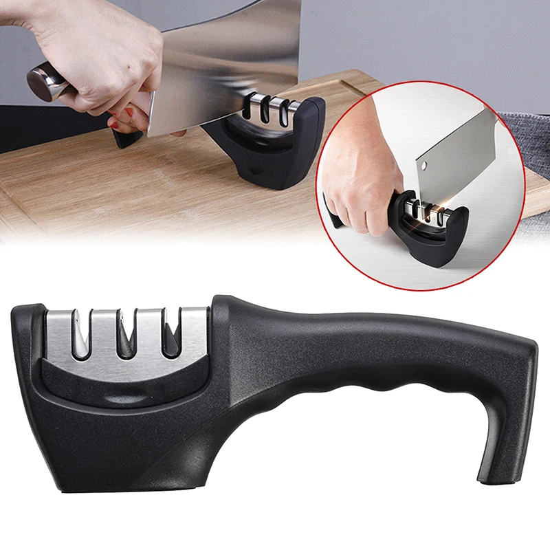 Кухонная ручная точилка профессиональная трехступенчатая для ножей портативная