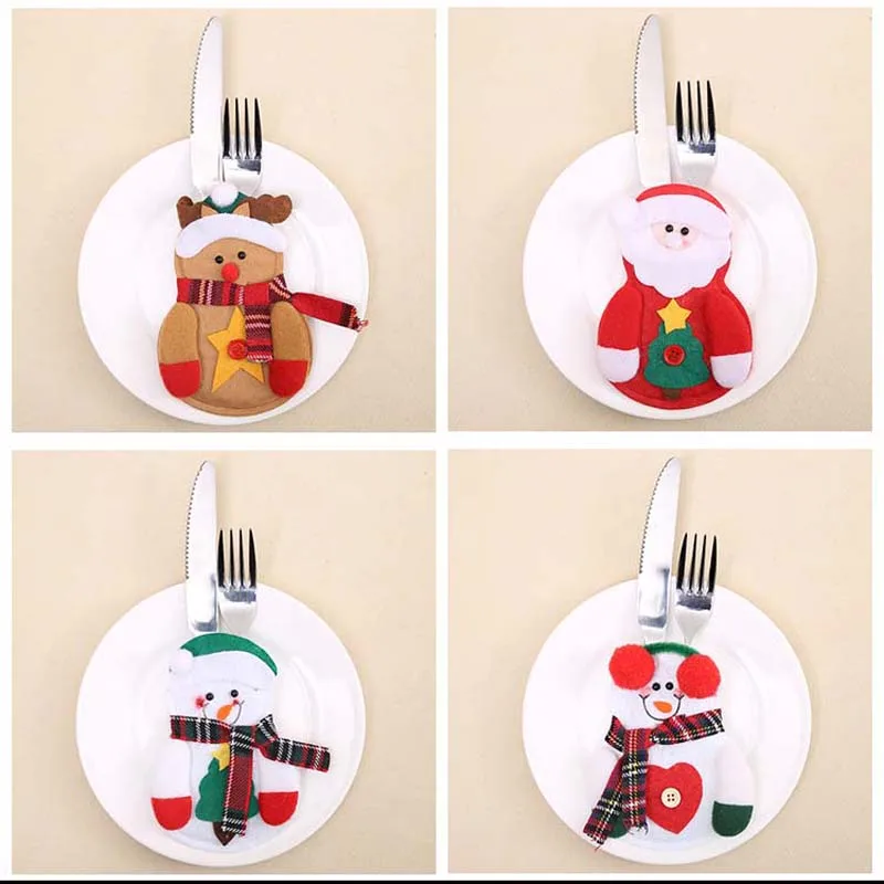 Для волос (4 предмета) Рождество столовые приборы держатель для вилки ножа посуда