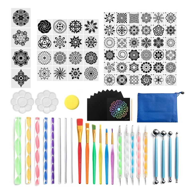 

93Pcs Mandala Dotting Pen Tool Set for Painting Rock Stone Acrylic Stick Brush 87HA