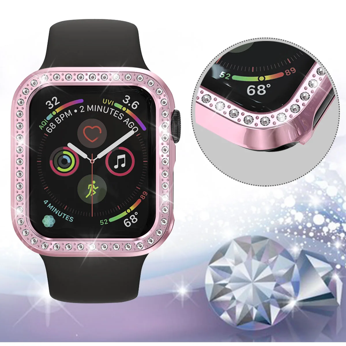 Hard PC Watch Case For Apple Series 4 Diamond Protective Cover 40mm 44mm Bumper | Наручные часы