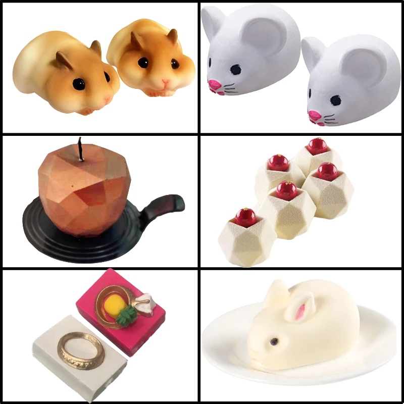 Форма в виде кролика крысы мусса бриллиантовое кольцо форма для фруктов маффинов