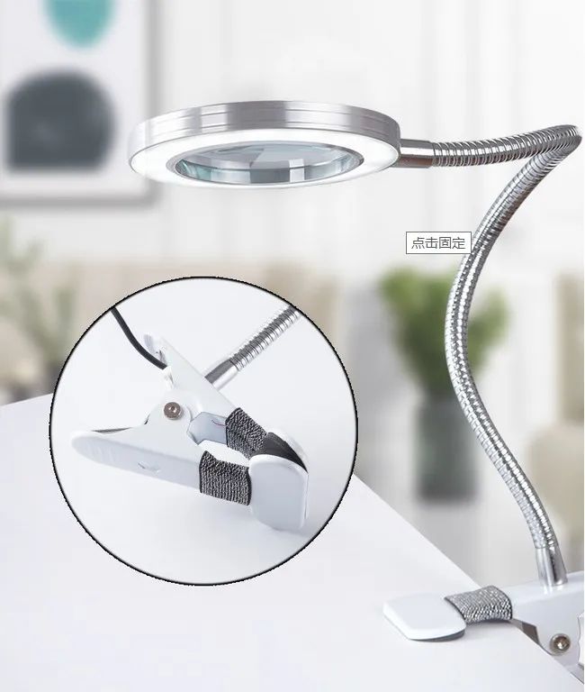 

Desk Clip Illuminated Magnifying Glass Cold Light Beauty Nail Helping Hand Magnifying Lamp Led 3x Flexible Table Led Magnifier