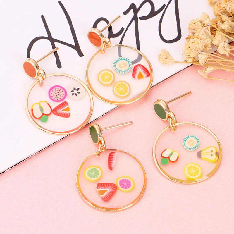 Женские круглые серьги Meetii из смолы изысканные прозрачные Асимметричные летние