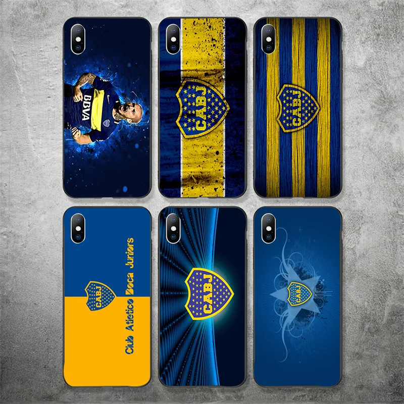 Чехол для телефона FC Boca Juniors iPhone XR 11 Pro XS Max X 5 5S черный DIY мягкий чехол Abila iphone SE 7 8 6 6S