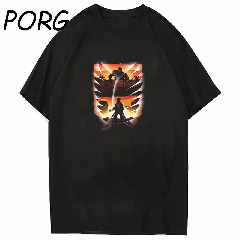 

2021 Anime Attack on Titan Japanese Print Men's T-shirt Gothic Harajuku Summer Tops Graphic Ulzzang Cotton Tees Unisex T-shirt