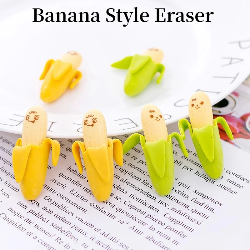 

Creative Cute Banana Fruit Style Pencil Eraser Novelty Cartoon Rubber Study Eraser Student Learning Stationary Supplies