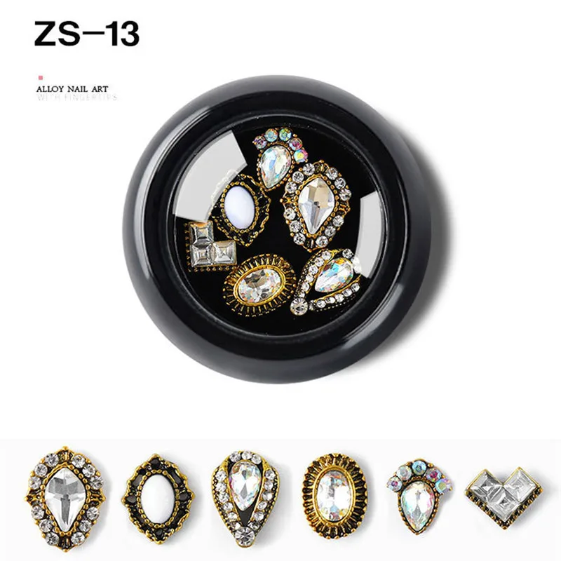 ZS-13 Новинка, 1 коробка, в форме капли воды/банта, цветные стразы для дизайна ногтей, сплав, стеклянные камни, сделай сам, для маникюра, драгоценные камни, аксессуары для ногтей - Цвет: ZS-13