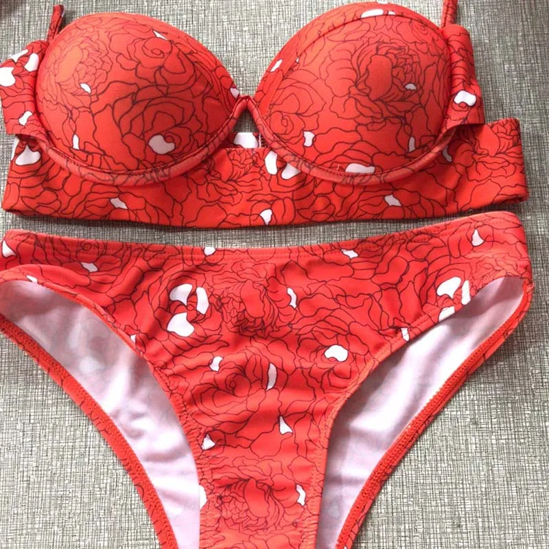 Бандо на лямках Бандажное красное бикини сексуальное для девушек 2020 сексуальный