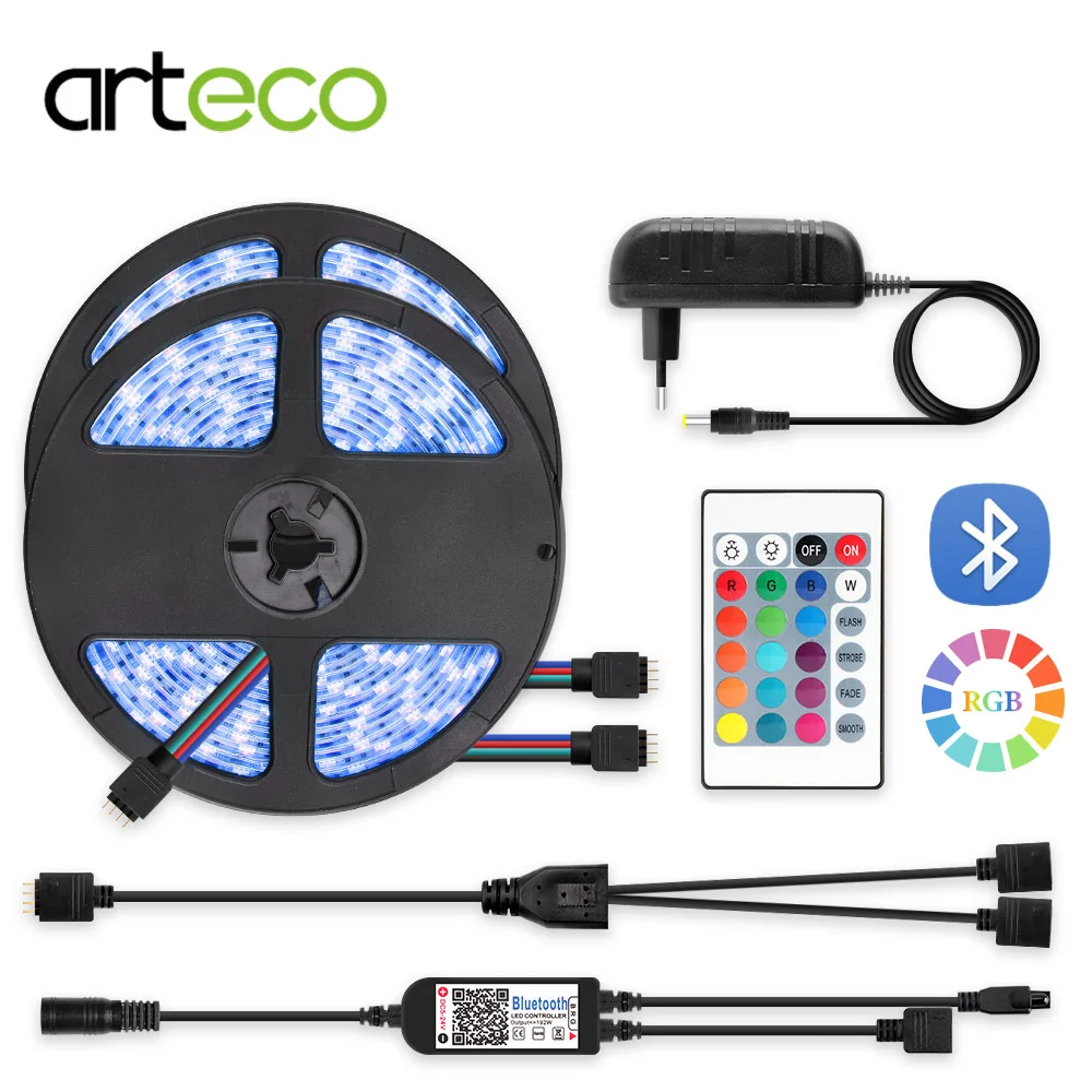 5 м 10 Светодиодная лента Гибкая 12 В с 24 клавишным bluetooth контроллером светодиодная