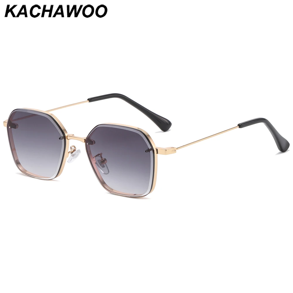 

Kachawoo metal polygon sunglasses women blue brown square eyeglasses for men trending sun shades uv400 Summer gradient lens