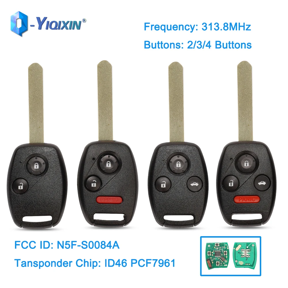 

YIQIXIN 2/3/4 Buttons 313.8MHz Smart Remote Control Car Key For Honda Accord CIVIC STREAM EX Si 2003 2004 2006-2011 N5F-S0084A