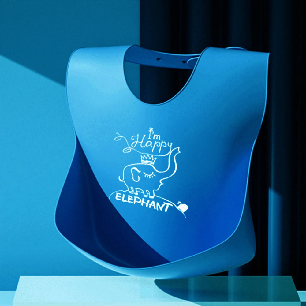 

2021 Cute Baby Bibs Waterproof Silicone Bib Infant Toddler Feeding Saliva Towel Cartoon Adjustable Children Apron with Pocket