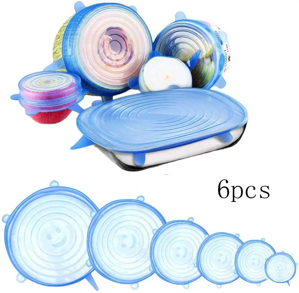 6 шт. универсальные силиконовые растягивающиеся крышки для кухонной