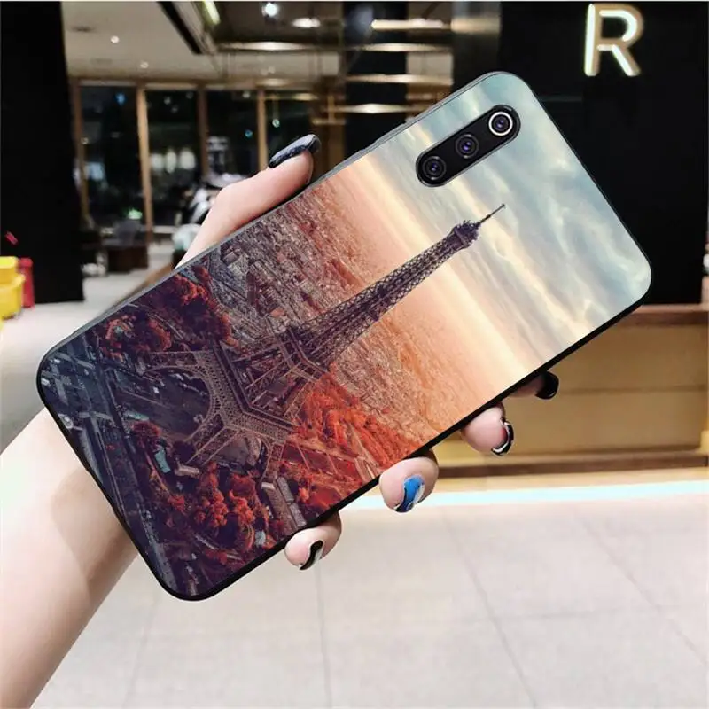

Paris France red Eiffel tower Black Soft Shell Phone Case Capa for Xiaomi Mi10 10Pro 10 lite Mi9 9SE 8SE Pocophone F1 Mi8 Lite