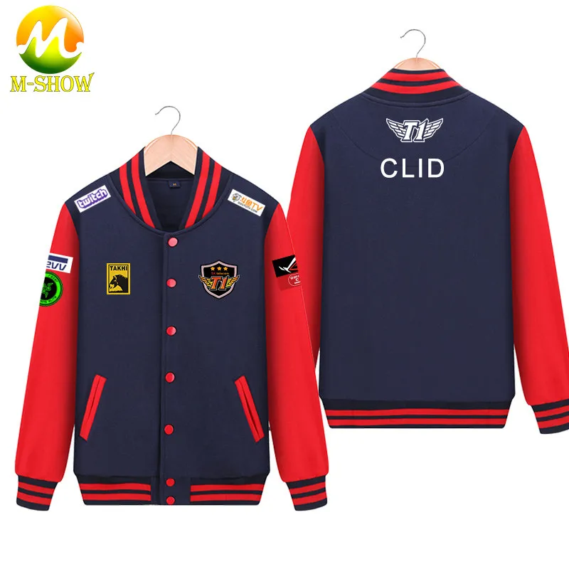 Skt куртка пальто для мужчин толстовки команды skt t1 Faker Джерси на молнии хлопок