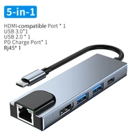 5 in 1 usb c hub type c to 100m rj45 lan adapter support 10mbps 100mbps ethernet network for macbook air pro laptops accessories