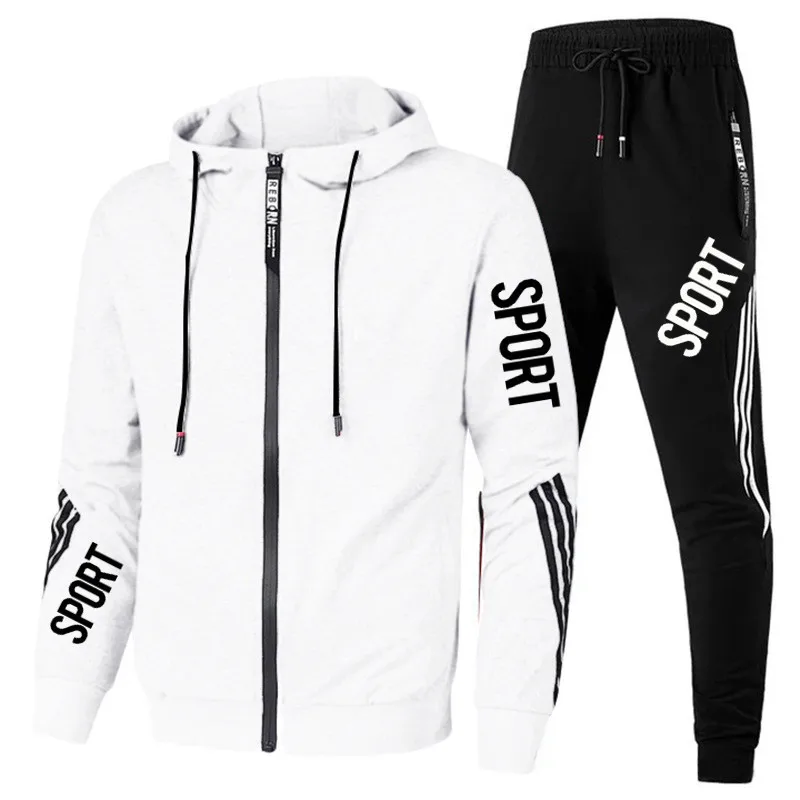 

Men's two-piece hooded sweatshirt suit spring and autumn men's fashion casual hip-hop hooded jogging suit exercise track suit