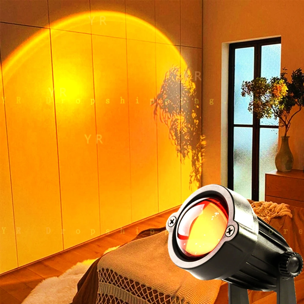 

Sunset Projector Night Lights Colorful Lamp Background Wall Decor Nightlight Atmosphere Rainbow Sunset Floor Lamp Home Lighting