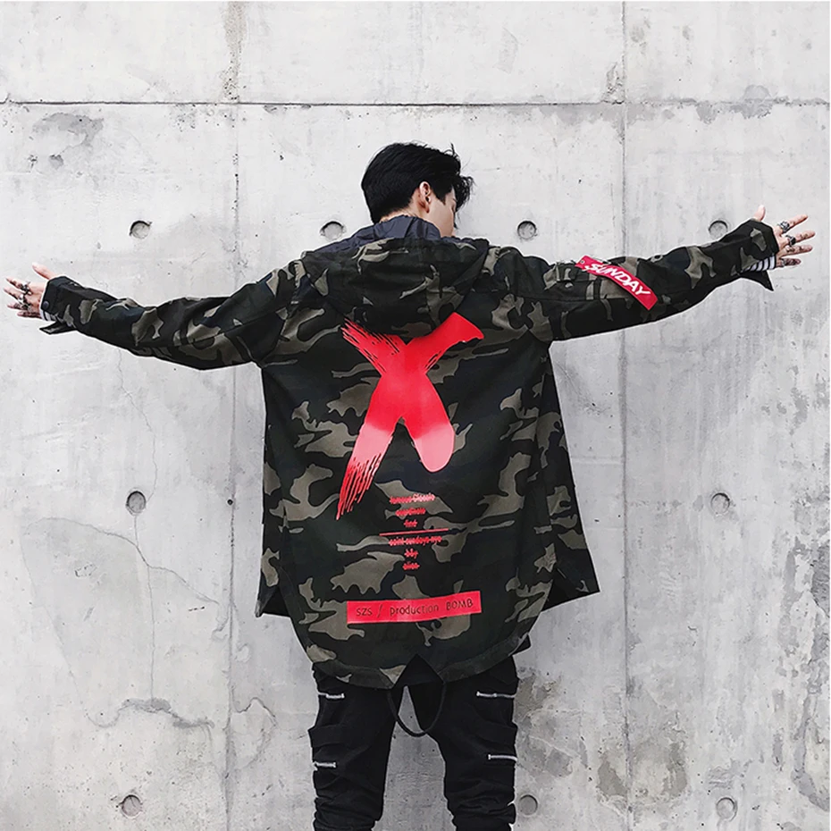 Куртка мужская с капюшоном и принтом х Модная приталенная ветровка в Корейском