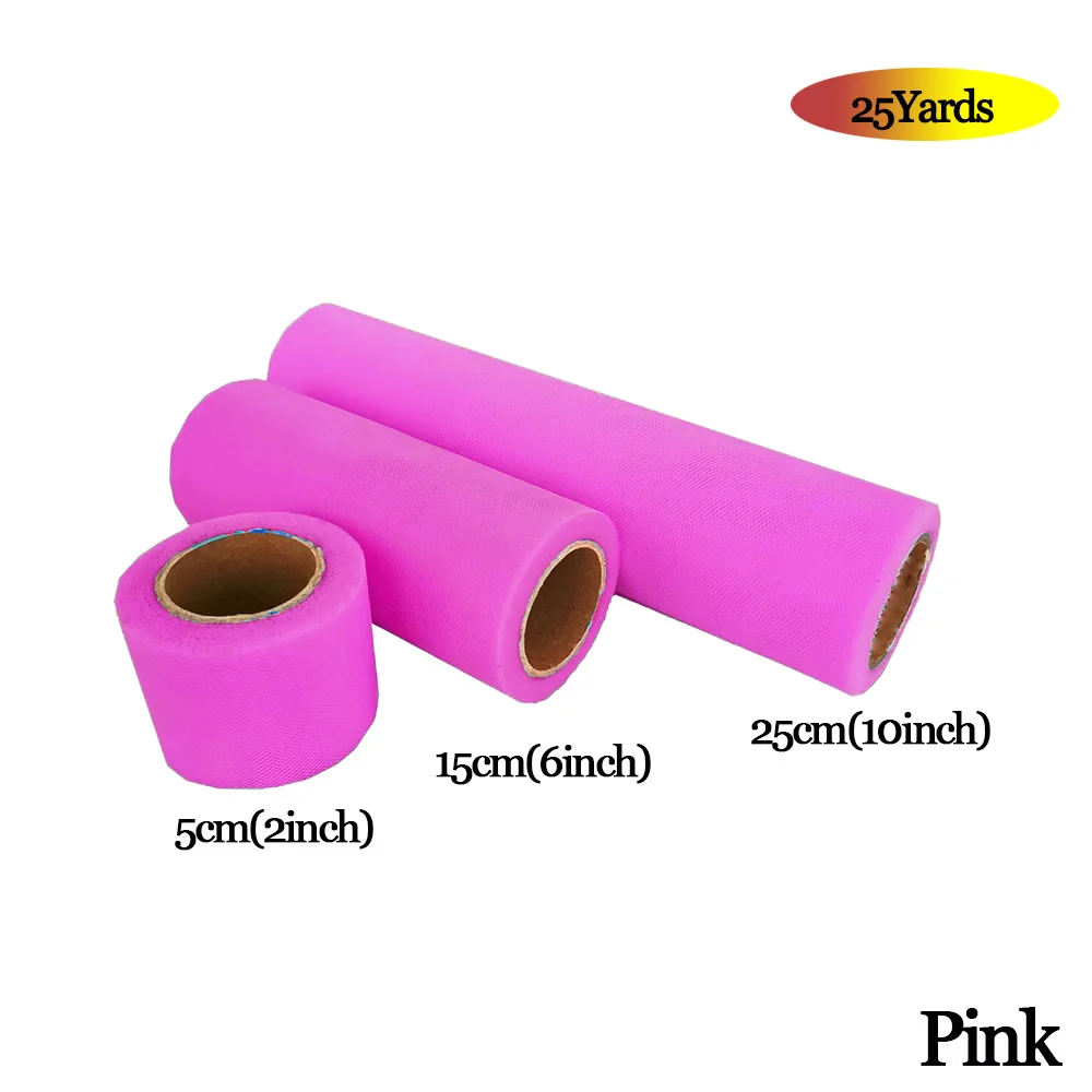 PINK Фатиновая юбка-пачка из органзы в рулоне 5 см, 15 см, 25 см, розовый, синий цвет, Тюлевая юбка-пачка из органзы, вечерние украшения для девочек 25 лет - Цвет: PINK