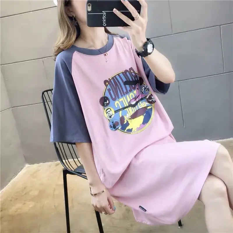 

Nightgowns Women Patchwork Loose Soft Skin-friendly Womens Large Size 2XL Korean Style Home Wear Fashion Chic Ins Outerwear Fit