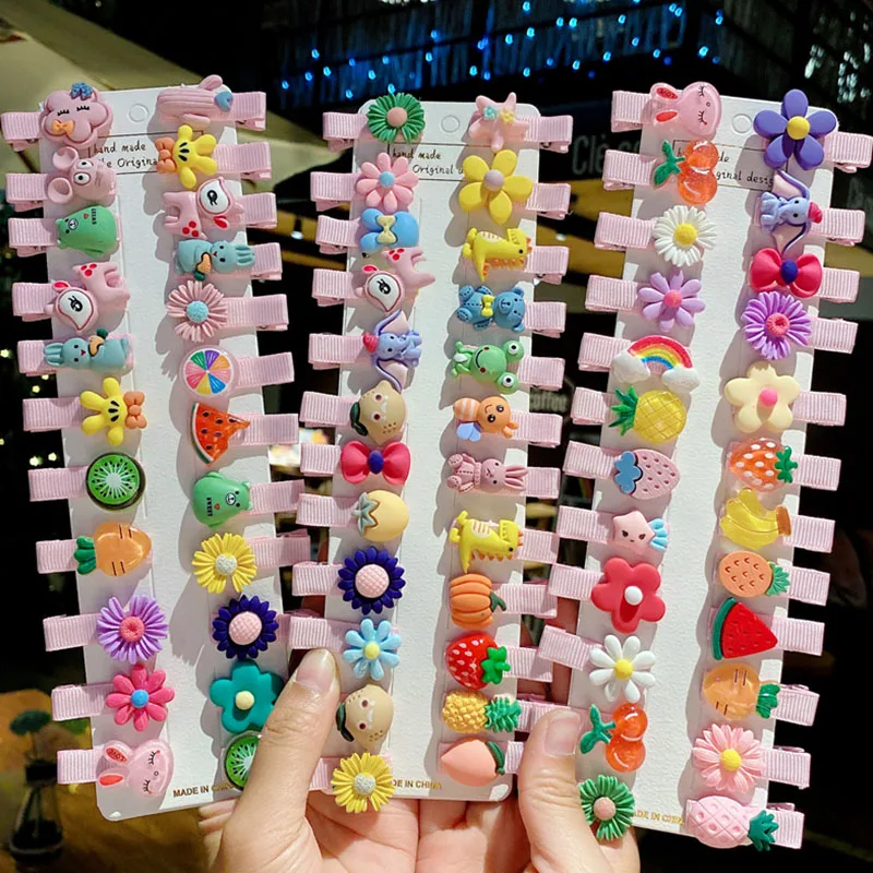 20/30/50 шт./компл. милые красочные Мультяшные заколки для волос девочек детская