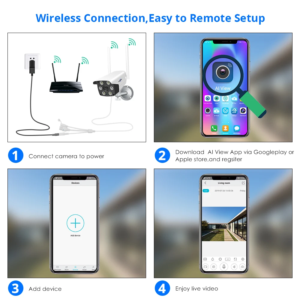 Камера Hiseeu 4 МП Wi Fi IP беспроводная водонепроницаемая ONVIF|Камеры видеонаблюдения| |