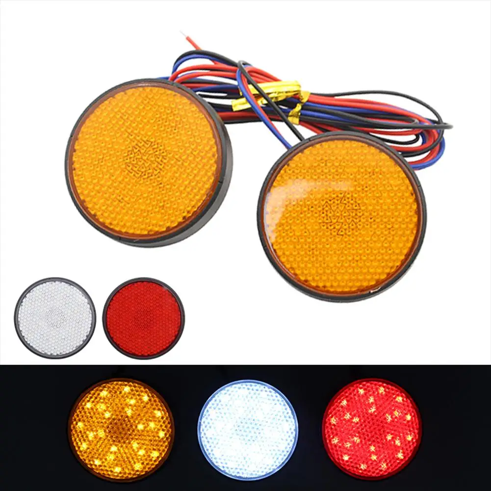 

2 PCS Of Led Brake Warning Reflector Light Round Rear Tail Lamp Turn Signal Light For Car Electric Truck Motorcycle Dropshipping
