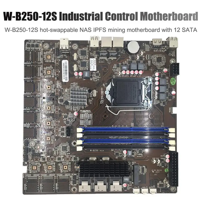Preise W-B250-12S 12 SATA Professionelle Bergbau NAS IPFS Verwendet Desktop-Motherboard Intel B2508 LGA1151 DDR3 32GB SATA3 USB 2,0 USB 3,0