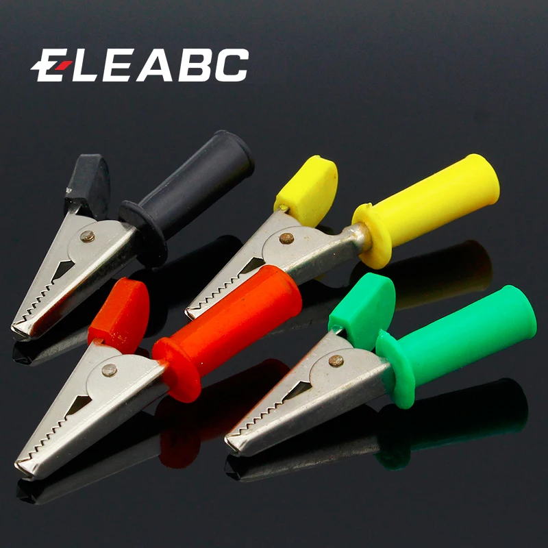 

High Quality 8PCS/LOT Full Insulated Crocodile Alligator Clips With 4mm Socket Banana Jack Test Clamp Wire Clip