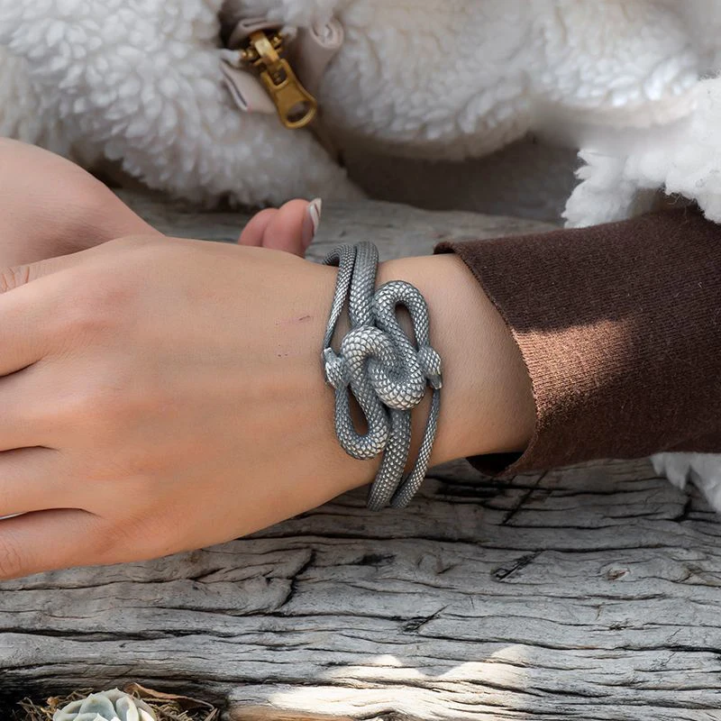 

New Retro Handmade Bangles Embossed Cobra-shaped Zodiac Wide Bracelet Men and Women Opening Adjustment Jewelry Accessories