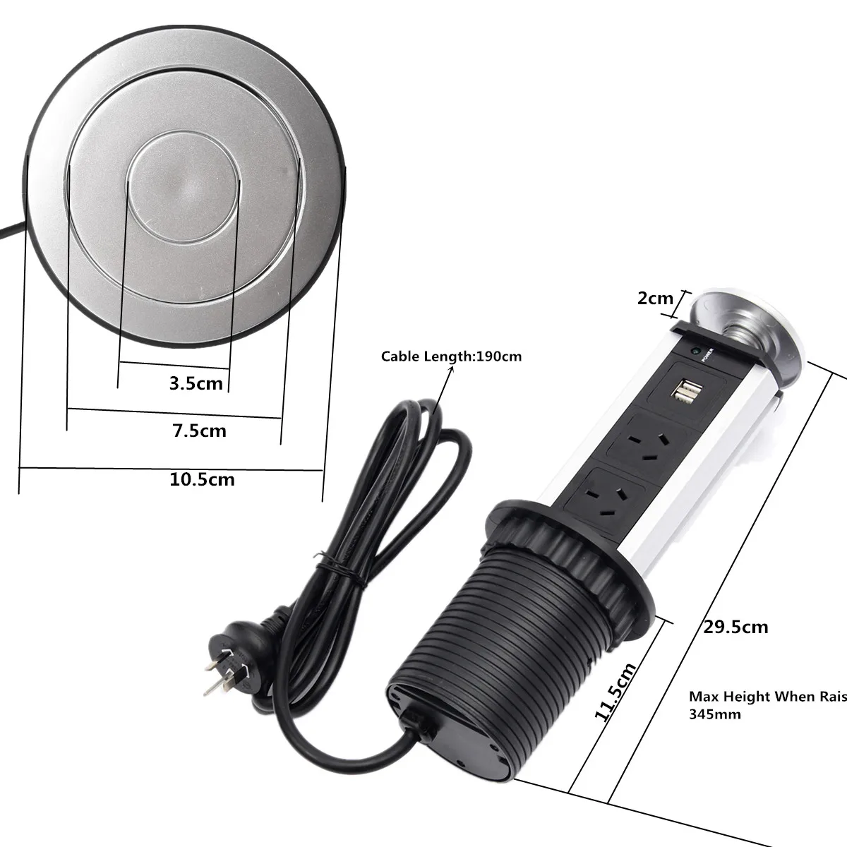 Pull Up 3 Power Socket 2 USB Charging Port Kitchen Table Desktop Sockets Retractable Countertops Worktop For Home Kitchen Desk